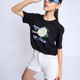 Mast & Harbour Round Neck short Sleeves Printed Cotton T-shirt-image-41