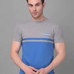Dollar Round Neck Colourblocked Cotton Regular Fit T-shirt-image-46