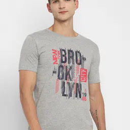 appulse Men Grey Melange Cotton Typography Printed Regular Fit T-shirt-image-97