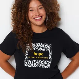 Trendyol Plus Size Typography Printed Round Neck Cotton T-shirt-image-28