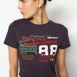 Trendyol Typography Printed Round Neck Cotton Crop T-shirt-image-95