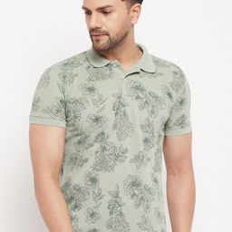 THE MILLION CLUB Floral Printed Polo Collar Cotton Casual T-shirt-image-92