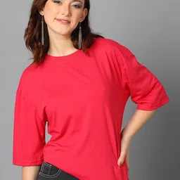 Kotty Round Neck Drop-Shoulder Sleeves Oversized T-shirt-image-24