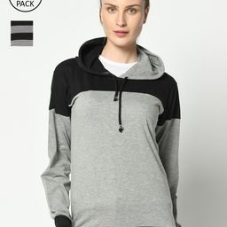 VIMAL JONNEY Women Grey and Black Pack of 2 Long Sleeves T-shirts-image-7