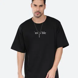 Mad Over Print Typography Printed Drop Shoulder Sleeves Cotton Oversized T-shirt-image-98