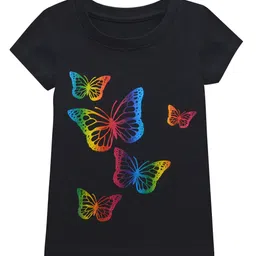 A T U N Girls Black Printed Extended Sleeves T-shirt-picture-12