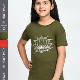 BAESD Girls Pack of 2 Printed Cotton T-shirt-image-126