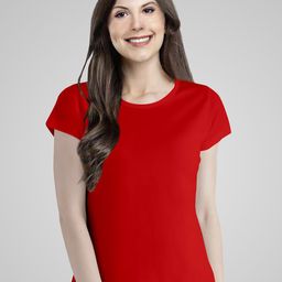 Pootlu Women Red Solid T-shirt-image-72