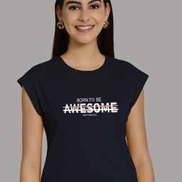 Friskers Women Typography Printed Cap Sleeves T-shirt-picture-0