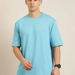Difference of Opinion Men Solid Round Neck Cotton Oversized T-Shirt-image-12