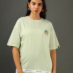 Bewakoof Air 1.0 Official Friends Women Friends Tape Graphic Printed Oversized T-shirt-image-80