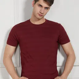Dennis Lingo Round Neck Regular Fit Textured Cotton T-shirt-image-28