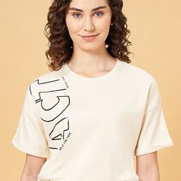Ajile by Pantaloons Typography Printed Round Neck Cotton T-shirt-picture-5