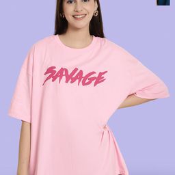 Fabflee Pack Of 2 Typography Printed Drop-Shoulder Sleeves Oversized Cotton T-shirt-image-83