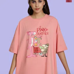 Fabflee Pack Of 2 Printed Cotton Longline Oversized T-shirts-image-94