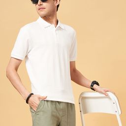 People Men Solid Self Design Polo Collar T-shirt-picture-43