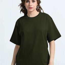 MISCHIEF MONKEY Round Neck Drop-Shoulder Sleeves Cotton Oversized T-shirt-image-35