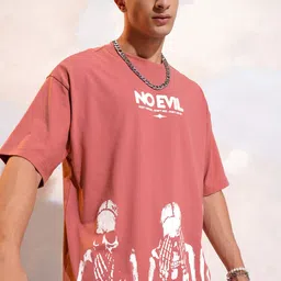 HIGHLANDER Men Biker Printed V-Neck Extended Sleeves Pockets T-shirt-image-60