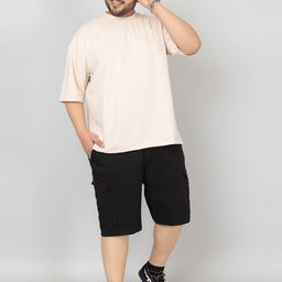 CHKOKKO Men Plus Size Solid Round Neck Oversized T-shirt-9