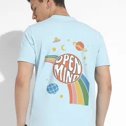 Campus Sutra Blue Graphic Printed Cotton T-shirt-image-83