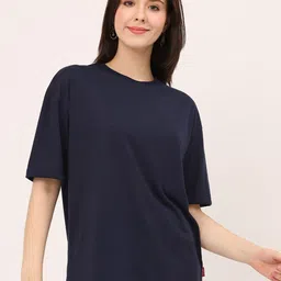 Leotude Round Neck Drop-Shoulder Sleeves Oversized T-shirt-image-8