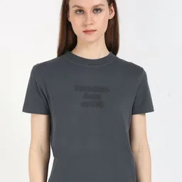 Calvin Klein Jeans Women Typography Printed Round Neck Cotton T-shirt-picture-41