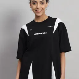GRIFFEL Round Neck Drop-Shoulder Sleeves Oversized Cotton T-shirt-image-73