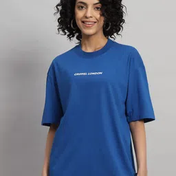 GRIFFEL Round Neck Drop-Shoulder Sleeves Cotton Oversized T-shirt-image-81