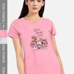 CHOZI Pack Of 2 Graphic Printed Short Sleeves Pure Cotton T-shirt-picture-44
