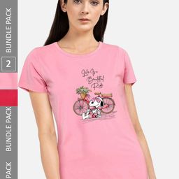 CHOZI Pack Of 2 Graphic Printed Short Sleeves Pure Cotton T-shirt-picture-45