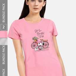CHOZI Pack Of 2 Graphic Printed Cotton T-shirt-image-115