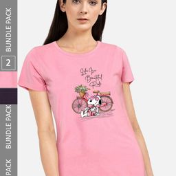 CHOZI Pack Of 2 Graphic Printed Cotton T-shirt-image-114