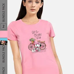 CHOZI Pack Of 2 Graphic Printed Short Sleeves Pure Cotton T-shirt-picture-3
