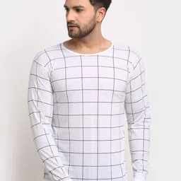 VIMAL JONNEY Men White & Black Checked T-shirt-image-77