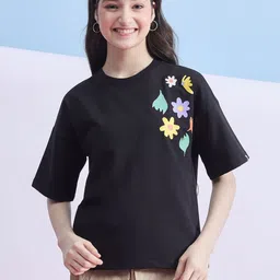 Stylo Bug Girls Striped Linen Blend Pockets T-shirt-image-89