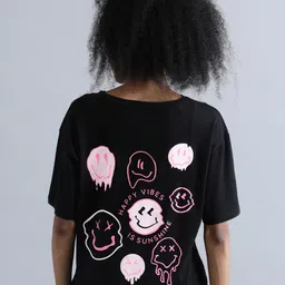 Bene Kleed Women Pure Cotton Graphic Oversized T-Shirt-image-97