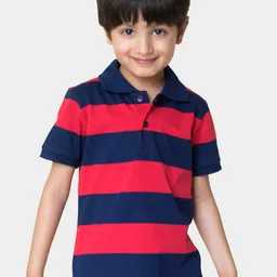 Campana Boys Striped Polo Collar Pure Cotton T-Shirt-image-8