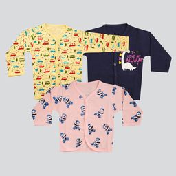Mojua Infants Pack Of 3 Conversational Printed V-Neck Bio Finish Cotton T-shirt-4