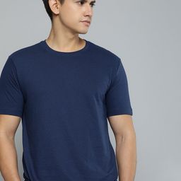 Mast & Harbour Navy Blue Round Neck Cotton T-shirt-image-23