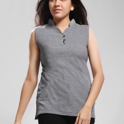 Dream of Glory Inc Grey Mandarin Collar Pure Cotton Top-picture-17