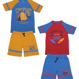 Dollar Champion Kidswear Boys Pack Of 2 Assorted Printed Pure Cotton T-shirt with Shorts-5