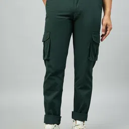 STUDIO NEXX Men Relaxed Straight Leg Straight Fit Mid-Rise Pure Cotton Cargo Trouser-image-79
