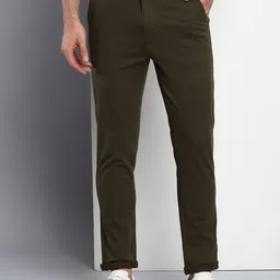 Dennis Lingo Men Olive Green Tapered Fit Cotton Chinos Trouser-picture-18