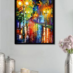 Art Street Blue & Yellow Street Framed Canvas Wall Art-49
