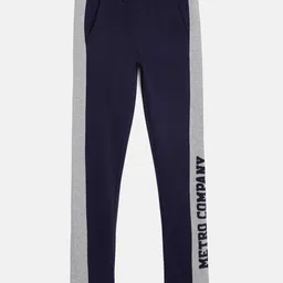 METRO KIDS COMPANY Boys Navy Blue Organic Cotton Solid Joggers With Applique-image-42