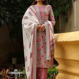 KALINI Floral Printed Kurta & Trousers With Dupatta-picture-18