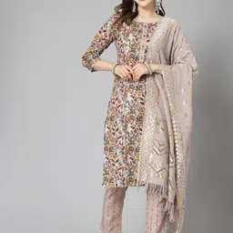 Stylum Floral Printed Regular Kurta With Trousers & Dupatta-picture-12
