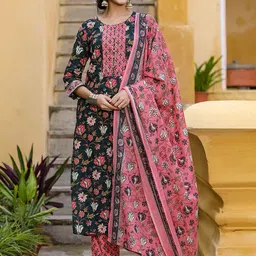 KALINI Floral Printed Kurta & Trousers With Dupatta-picture-14