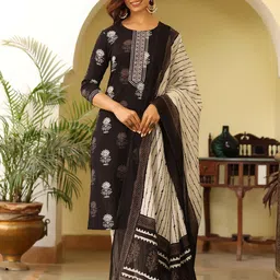 KALINI Floral Printed Straight Kurta with Trousers & Dupatta-picture-53