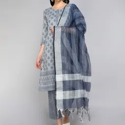 FASHIRE Women Printed Regular Pure Cotton Kurta with Trousers & With Dupatta-image-15